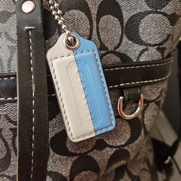 Black & Grey Leather Coach Diaper Bag - Picture 5 of 13